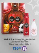 Old Spice Strong Slugger Gift Set:Deodorant-150ml & Aftershave Lotion-100ml