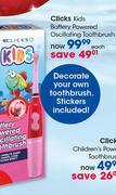 Clicks Kids Battery Powered Oscilating Toothbrush-Each