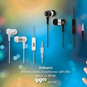 Volkano Stannic Series Earphones With Mic Black Or White-Per Set