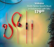 Volkano Haste Series Sports Hook In Earphones With Mic 