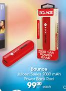 Bounce Juiced Series 2000 mAh Power Bank Red-Each