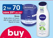 Nivea Body Lotion Or Cream 400ml (Excl. Q10 And Repair & Care)-For 2 Per Offer