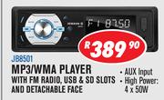 Jebson MP3/WMA Player With FM Radio/USB & SD Slots & Detachable Face