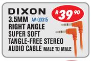 Dixon 3.5MM Right Angle Super Soft Tangle-Free Stereo Audio Cable Male To Male