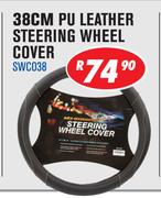 38cm PU Leather Steering Wheel Cover