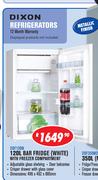 Dixon 120Ltr Bar Fridge White With Freezer Compartment