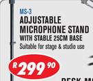 Adjustable Microphone Stand With Stable 25cm Base MS-3