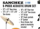 Sanchez 5-Piece Acoustic Junior Drum Set S-1300