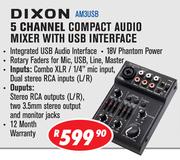 Dixon 5 Channel Compact Audio Mixer With USB Interface AM3USB