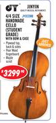Jinyin 4/4 Size Handmade Cello Student Grade With Bow & Case
