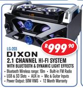 Dixon 2.1 Channel Hi-Fi System With Bluetooth & Dynamic Light Effects LG-203