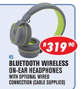 Dixon Bluetooth Wireless On Ear Headphones With Optional Wired Connection K5