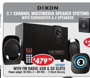 Dixon 2.1 Channel Multimedia Speaker Systems+Subwoofer & 2 Speakers + FM Radio,USB, SD Slot DN3108DF