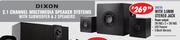 Dixon 2.1 Channel Multimedia Speaker Systems + Subwoofer & 2 Speakers With 3.5mm Stereo Jack DN2110