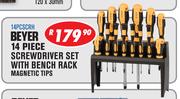 Beyer 14 Piece Screwdriver Set With Bench Pack Magenetic Tips 14PCSCRH