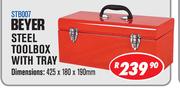 Beyer Steel Toolbox With Tray 425 x 180 x 190mm STB007