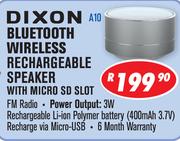 Dixon Bluetooth Wireless Rechargeable Speaker With Micro SD Slot A10