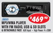 Jebson MP3/WMA Player With FM Radio, USB & SD Slots & Detachable Face JB8501