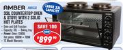 Amber 33Ltr Countertop Oven & Stove With 2 Solid Hot Plates AMBC32