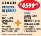 Dixon 15" DJ/PA Speaker Pair SDJ1501+ Digital Echo Mixing Amplifier With USB & SD Slots K2150USB