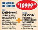 DXN Pro 15" DJ/PA Speakers Pair PW15+ Dixon 8 Channel Powered Mixer With Effects FX8-650