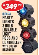 Dixon Party Lights 3 Bulb Linkable Light Pods And Controller With Sound Response QL98-3A