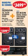 Jebson 12" DJ/PA Speaker Pair JB15+ Dixon Digital Stereo Echo Mixing Amplifier K2233