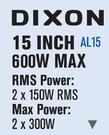 Dixon 15" 600W Max Stereo Speakers AL15