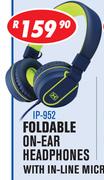 Dixon Foldable On-Ear Headphones With In-Line Microphone IP-952