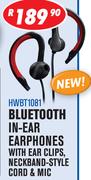 Dixon Bluetooth In-Ear Earphones With Ear Clips, Neckband-Style Cord & Mic MWBT1081