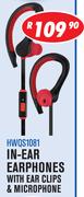 Dixon In-Ear Earphones With Ear Clips & Microphone HWQS1081