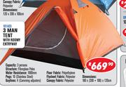 Grizzly 3 Man Dome Tent With Roomy Enterway 101403
