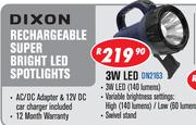 Dixon 3W LED Rechargeable Super Bright Spotlight DN2163