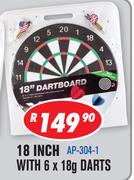 18 Inch Dartboards With 6 x 18g Darts AP-304-1