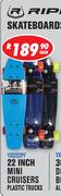 Rippa 22 Inch Mini Cruisers Plastic Trucks Skateboard YX0202PF-Each