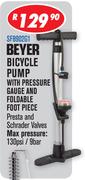 Beyer Bicycle Pump With Pressure Gauge And Foldable Foot Piece SF8902G1