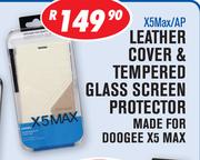 Leather Cover & Tempered Glass Protector For Doogee X5 Max