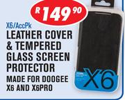 Leather Cover & Tempered Glass Protector For X6 And X6Pro