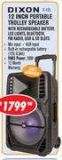 Dixon 12 Inch Portable Trolley Speaker With Rechargeable Battery