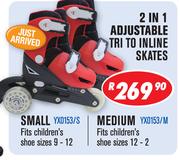 2 In 1 Adjustable Tri To Inline Skates Small/Medium-Each