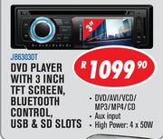 Jebson DVD Player With 3 Inch TFT Screen, Bluetooth Control, USB & SD Slots JB303DT
