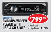 Jebson DVD/MP4/VCD/AVI Player With USB & SD Slots JB698DVD
