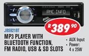 Jebson MP3 Player With Bluetooth Function, FM Radio, USB & SD Slots JB5921BT
