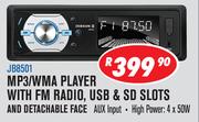 Jebson MP3/WMA Player With FM Radio, USB & SD Slots And Detachable Face JB8501