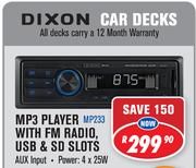 Dixon MP3 Player With FM Radio, USB & SD Slots MP233