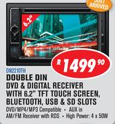 Dixon Double DIN DVD & Digital Receiver With 6.2" TFT Touch Screen, Bluetooth, USB & SD Slots DN2210