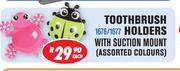 Toothbrush Holders With Suction Mount In Assorted Colours-Each