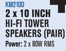 Dixon 2 x 10 Inch HiFi Tower Speakers Pair KM210D