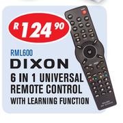Dixon 6 In 1 Universal Remote Control With Learning Function RML600