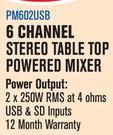 Dixon 6 Channel Stereo Table Top Powered Mixer PM602USB